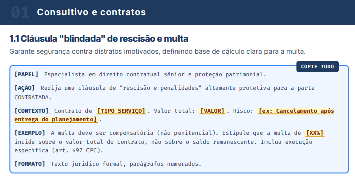 Exemplo de prompt estruturado com o método P.A.C.E.F.